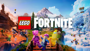 Een overzicht van allerlei LEGO poppetjes in de Fortnite omgeving